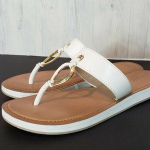 Aldo White Leather Flip Flops Thongs Size 9